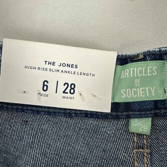 Articles Of Society The Jones High Rise Slim Ankle Jeans Size 6 Deep Lake Denim - Picture 5 of 10